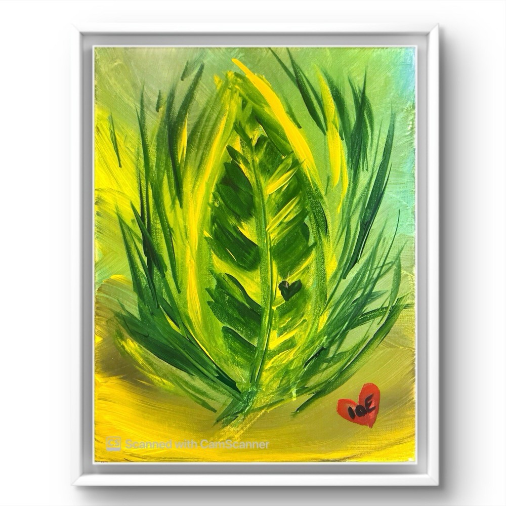 BLESSED#865 Leaf Leaves  11x14 Original Canvas Modern Expression Abstract