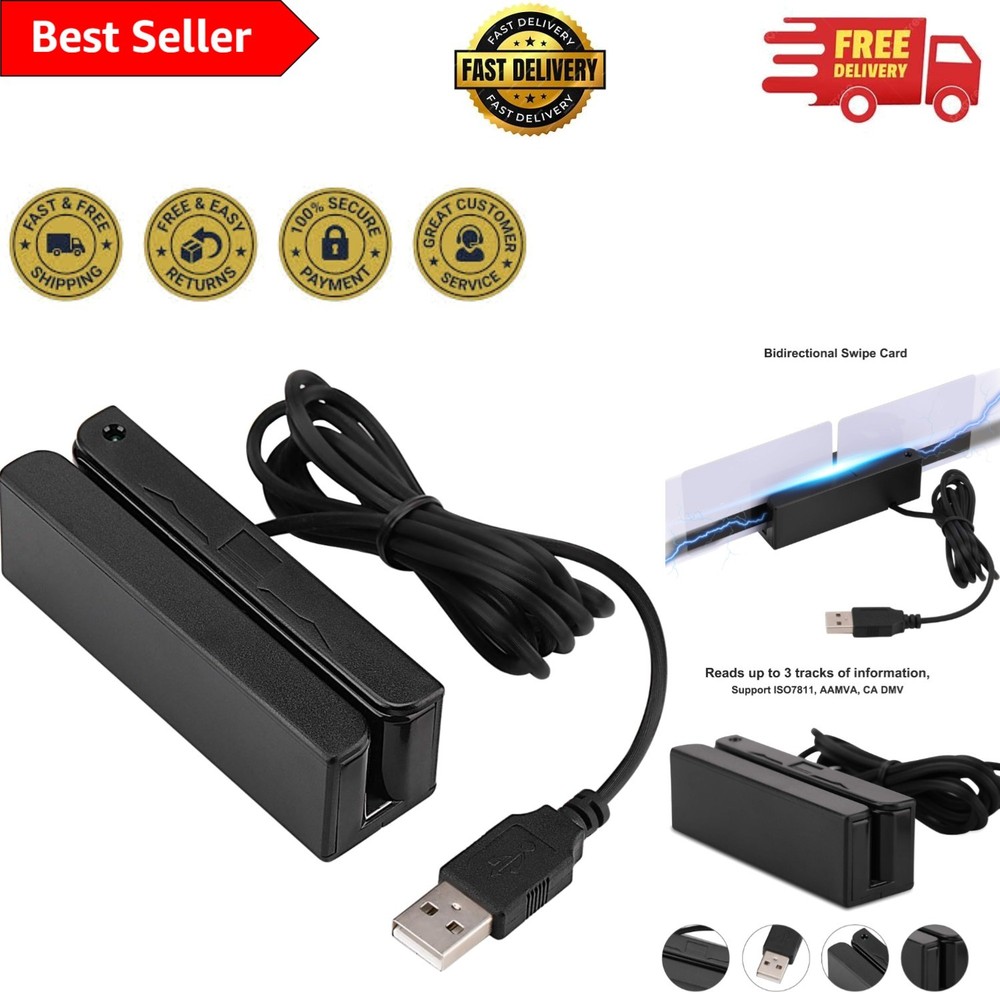 Versatile 3-Track USB Credit Card Reader - Windows & Mac Compatible Solution