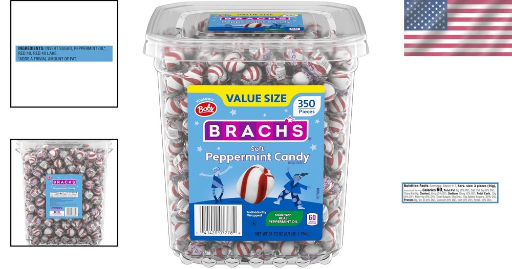 Refreshing Peppermint Mints - Bob's Sweet Stripes 350 Pieces