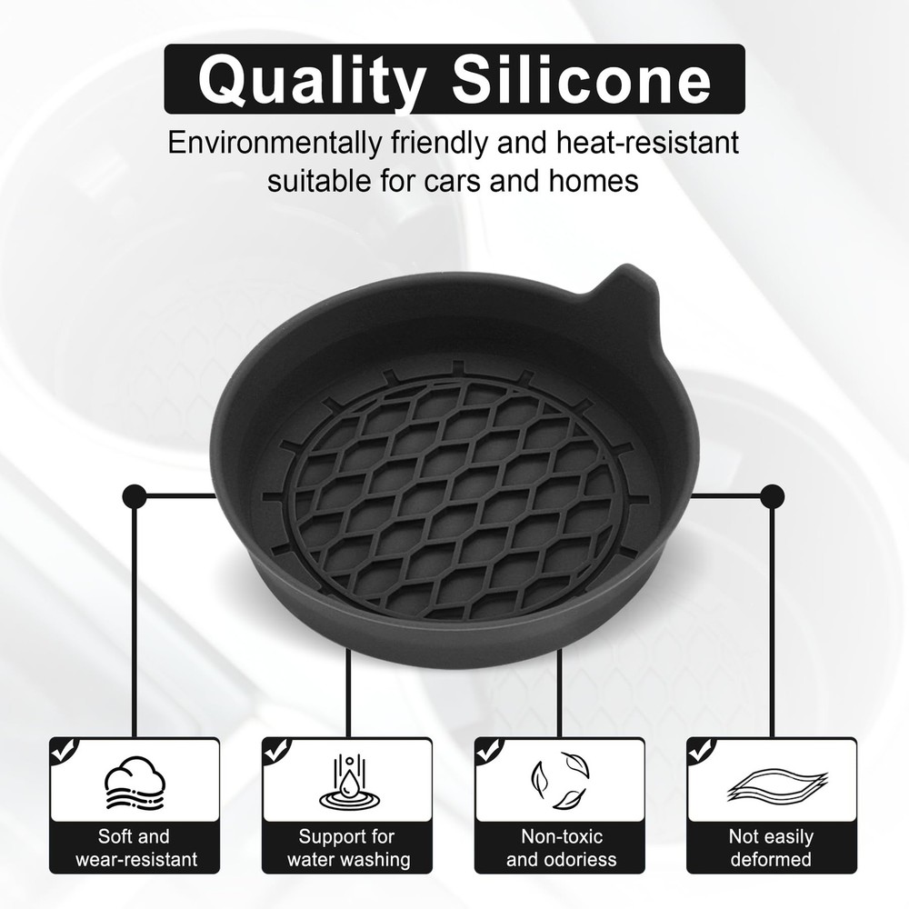SINGARO Car Cup Holder Coaster, Silicone Insert, Universal Black