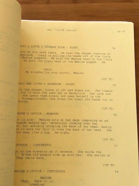 BEING JOHN MALKOVICH Original Script - Numbered. #45 of 60.