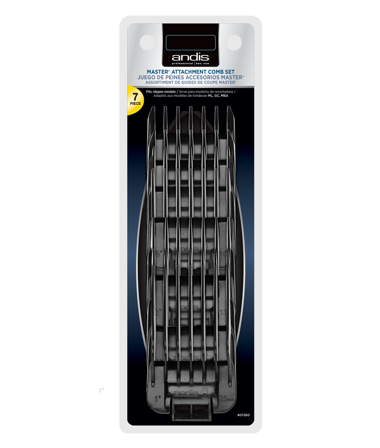 Andis #01380 7 Piece Attachment Comb Set Guards For Master Fade Clippers NEW