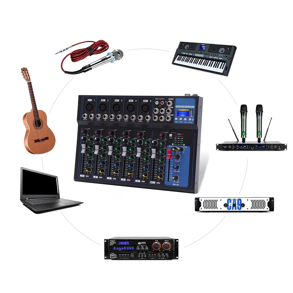 Portability Professional Mixer 7-Channel Mixer w/USB Audio Interface,Stereo