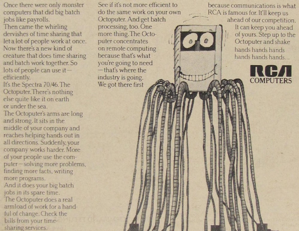 Vintage 1970 RCA Spectra 70 Mainframe Computer Newspaper Print Ad