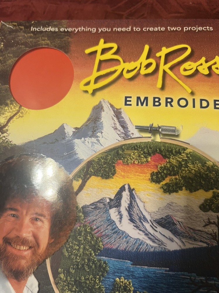 Bob Ross Embroidery Kit includes everything for 2 projects 10 designs