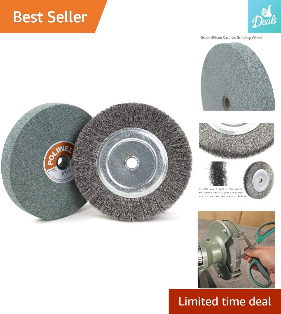 Multi-Function 6 Inch Bench Grinder Wheel & Wire Brush Set for Tools Maintenance