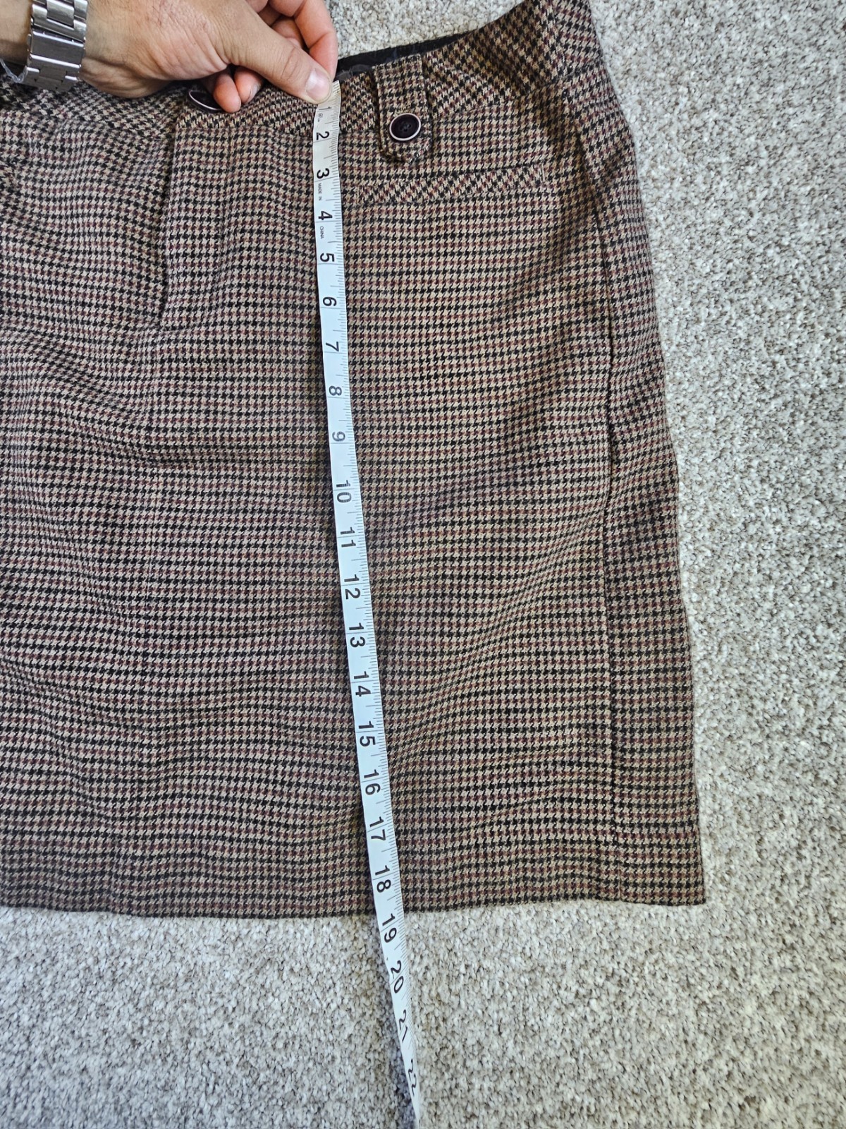 Eddie Bauer Skirt Womens Sz 10 Brown Houndstooth Wool Blend Pencil Lined Career