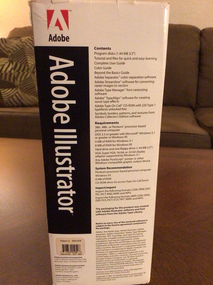 Adobe Illustrator 4.1 COMPLETE VERSION 3.5” floppy discs w/Extras