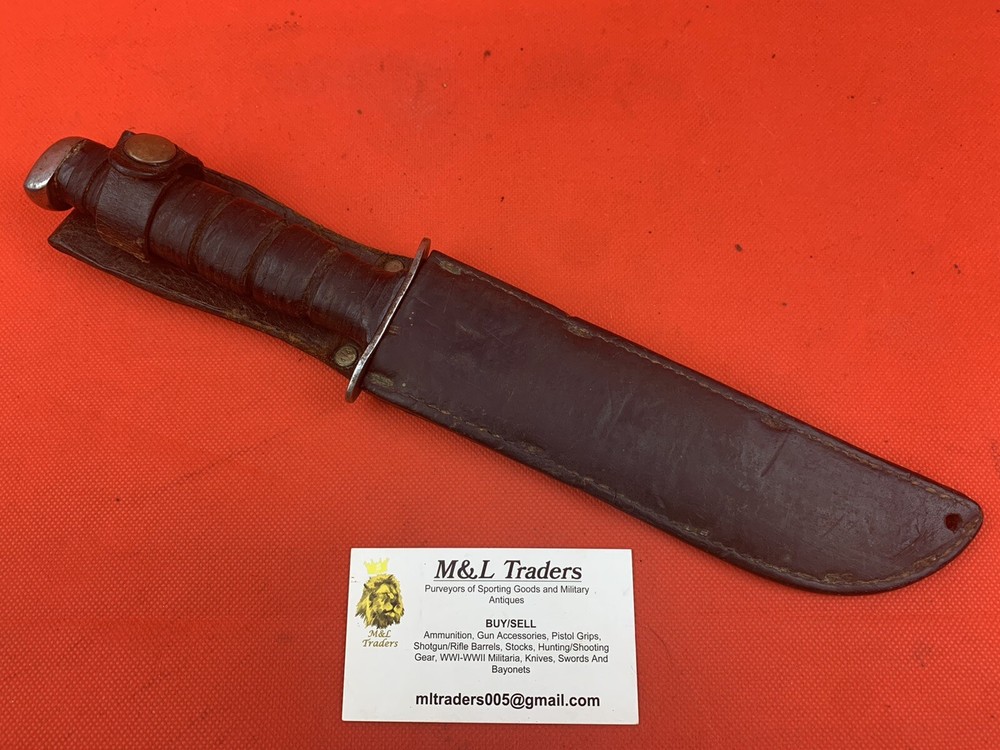 Original WW2 KABAR Fighting Knife USGI Modified Custom Initialed Early Model