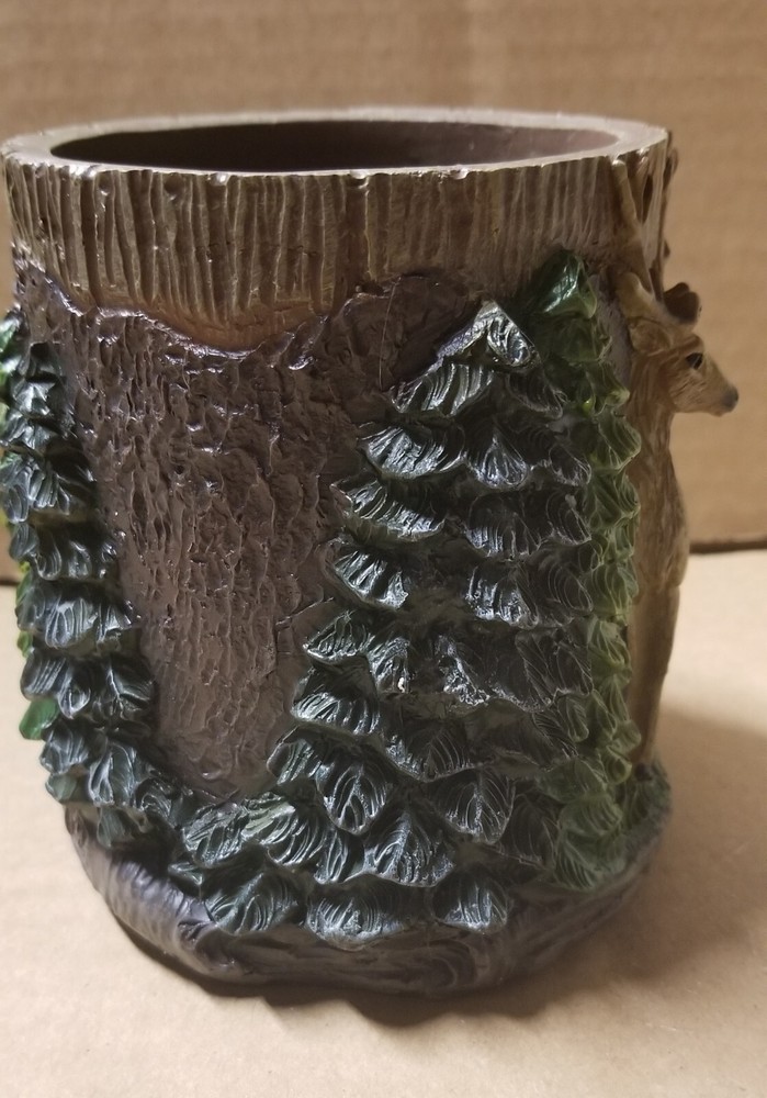 Rustic Timberland Deer Pencil Pen Brush Holder