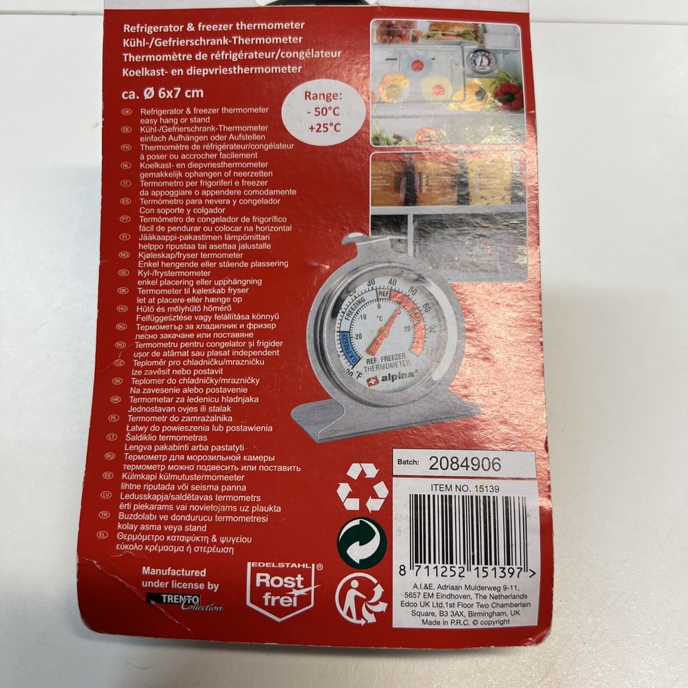 Alpina Refrigerator/Freezer Thermometer