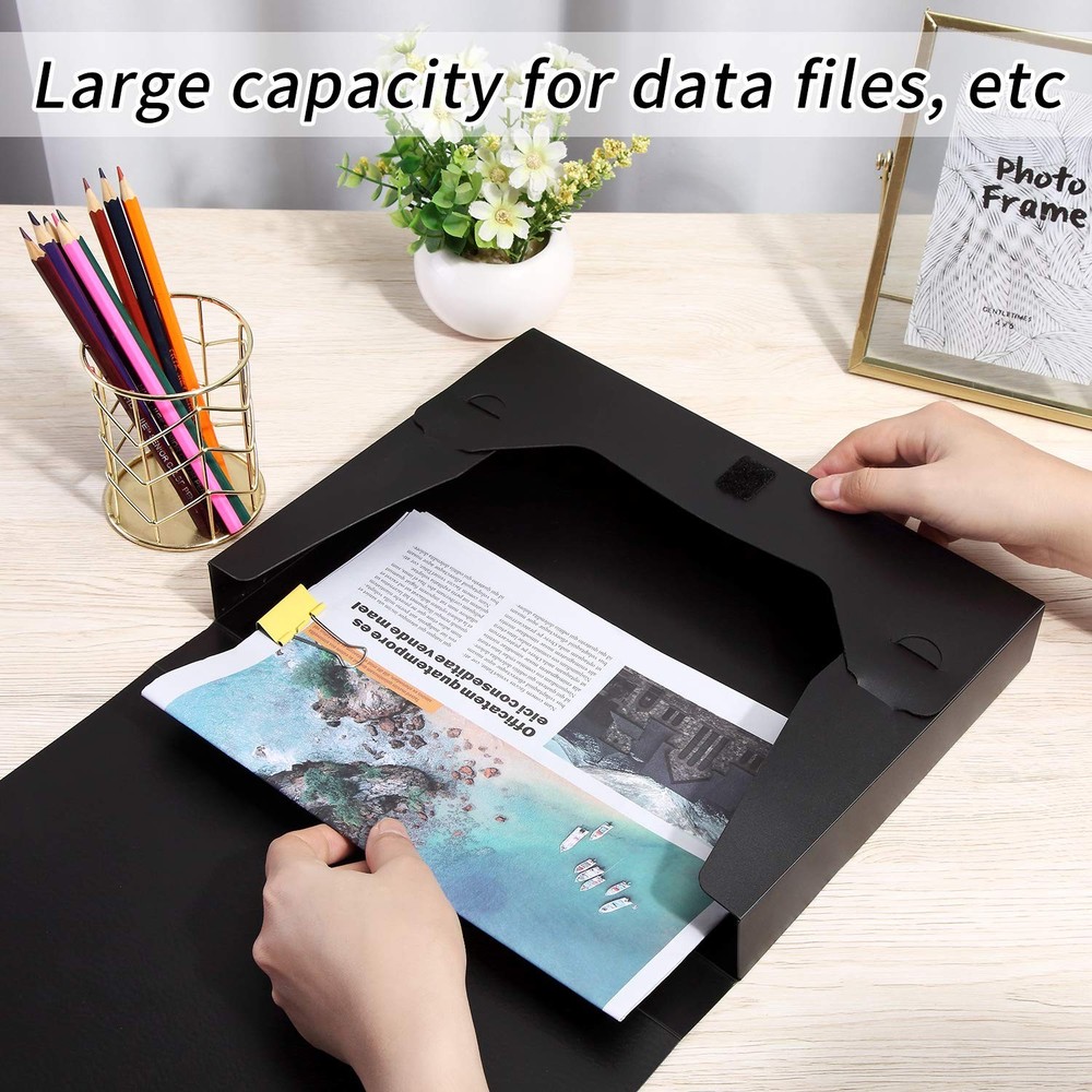 A4 Storage File Boxes Archives Cases, Foldable Plastic File Folder, Th