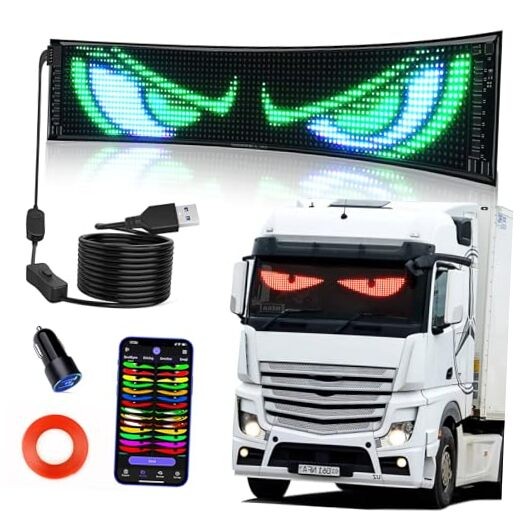 Devil Eyes Light for Windshield, 23"×5" Flexible Bluetooth APP Control