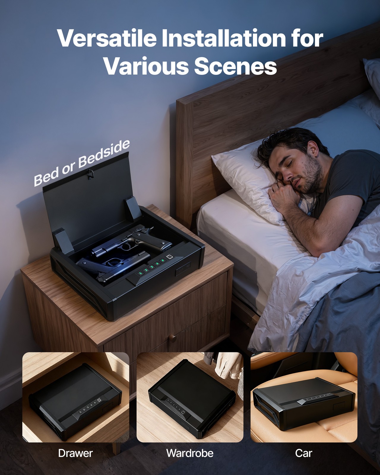 VEVOR Gun Safe with Fingerprint/Password/Key Lighting for 2 Pistols & Magazines