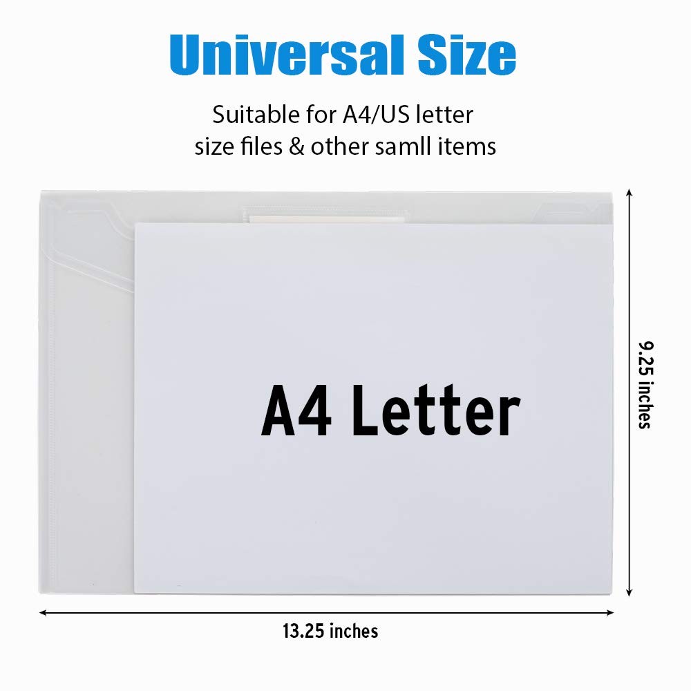 10 Transparent Document Envelopes with Snap Closure for Easy Organization