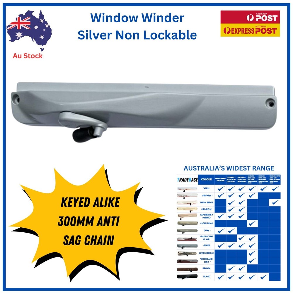 TRADEBASE Window Winder Silver- Non Lockable Left Hand