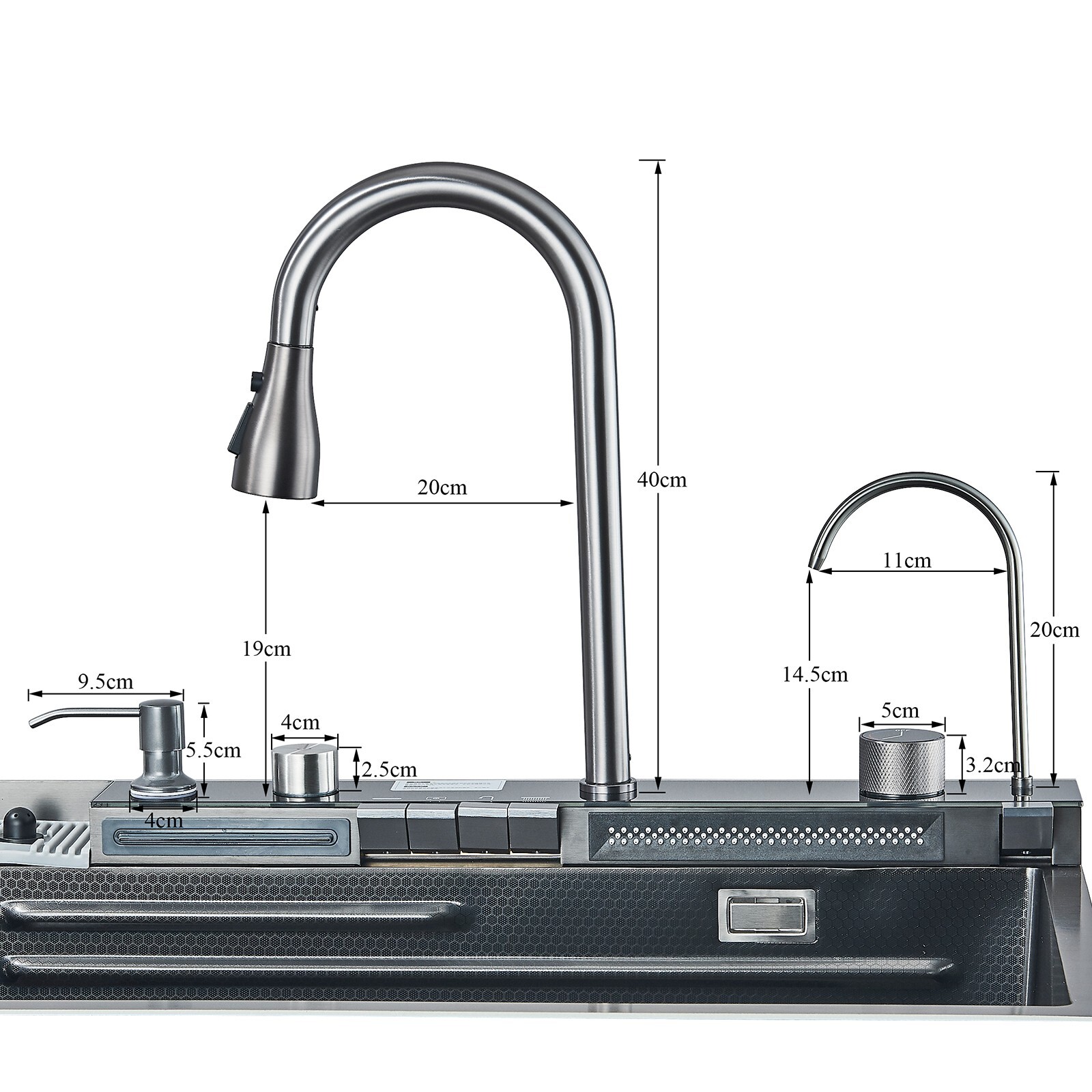 Flying Rain Stainles Steel Waterfall Kitchen Sink with Pull Down Faucet 29.5INCH