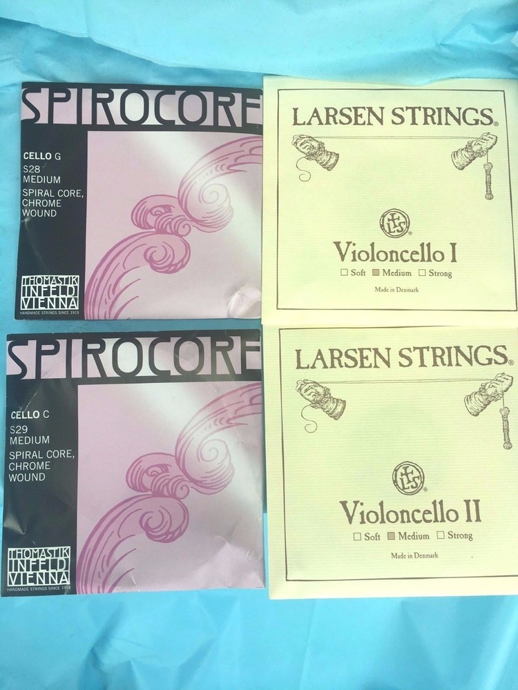 Cello Strings set Larsen Cello A, D String with Spirocore Cello Chrome G , C
