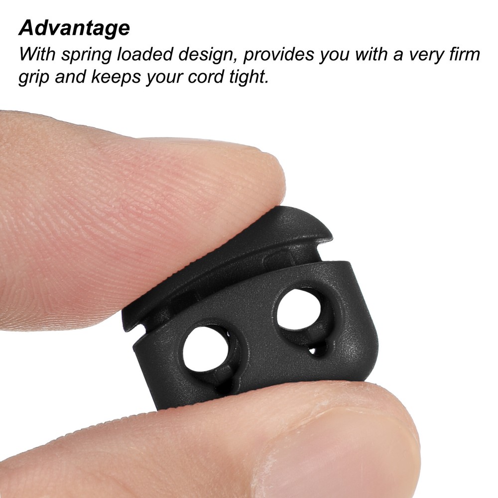 Cord Locks, 30 Pack Oval Spring Toggle Stopper, Black