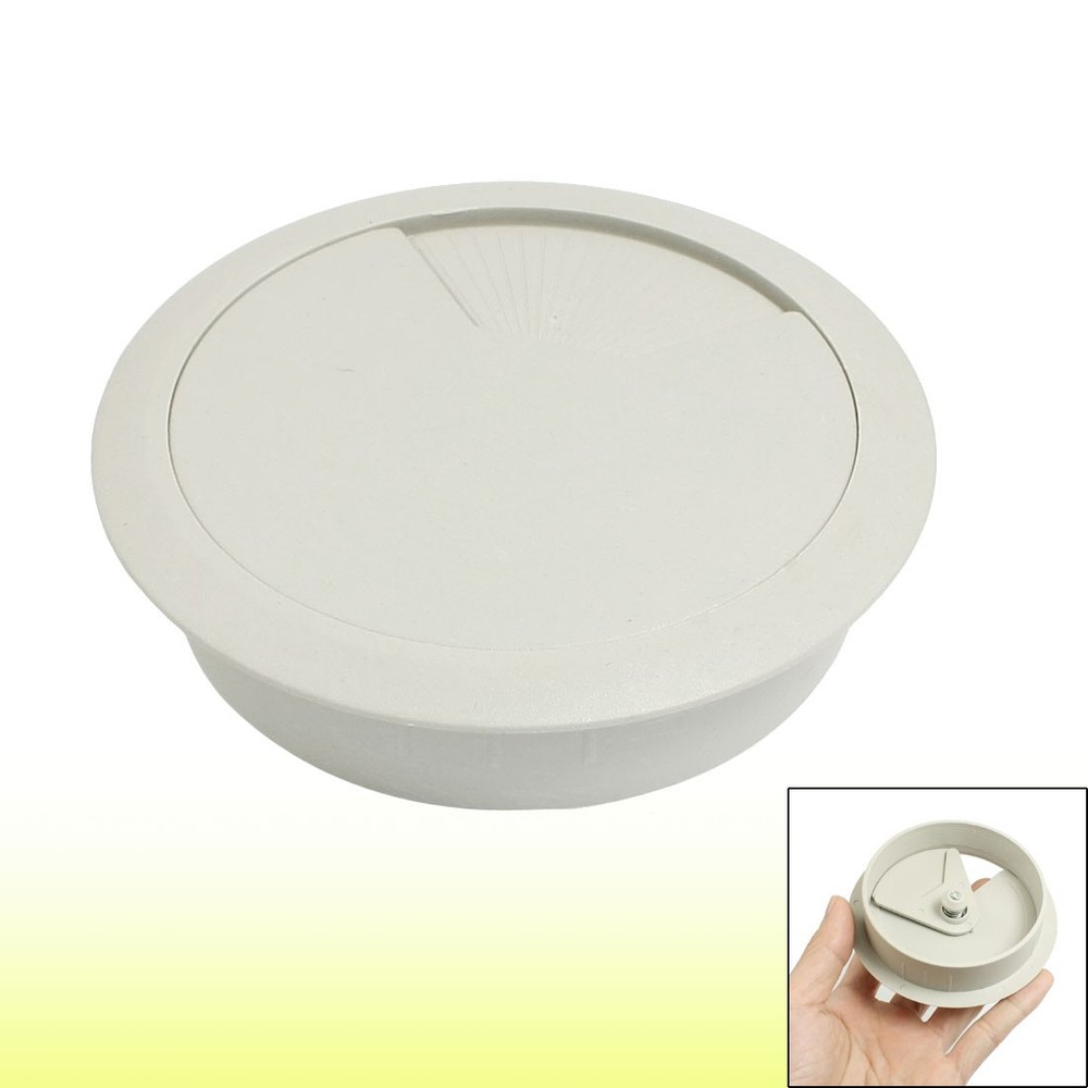 PC Computer Table Gray 95mm Diameter Cable Hole Plastic Covers