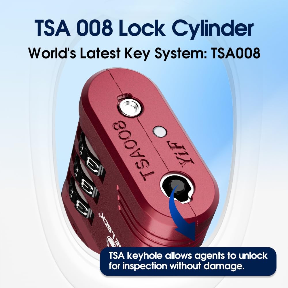 TSA Approved Luggage Lock – 3-Digit Resettable Combination Padlock with Open ...