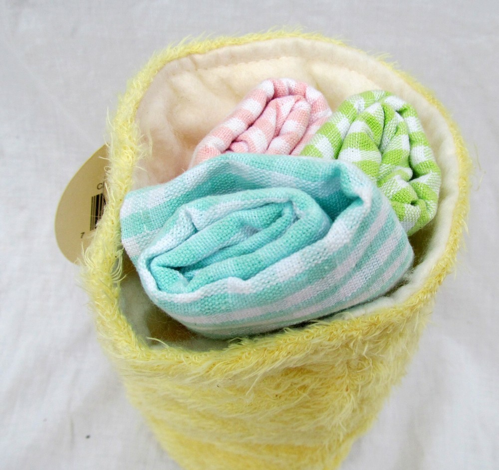 Spring Easter Chick Plush Bag Container & Kitchen Towel Set Dish Hand Tea Cloth