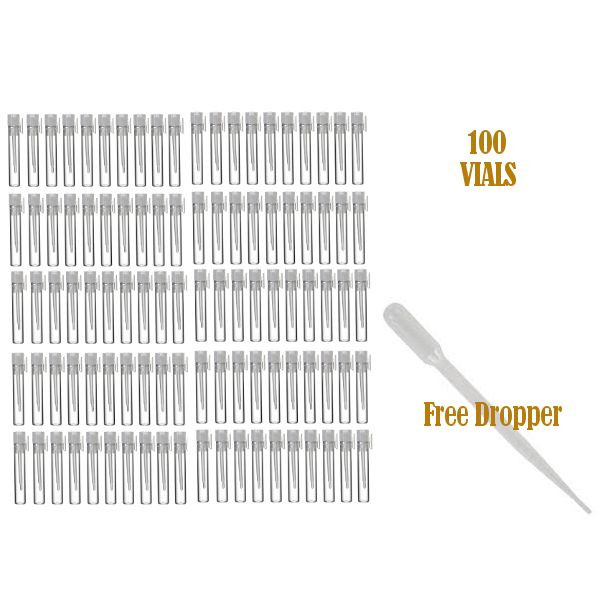 1ml Glass Perfume Sample Vials, 1 ml Small Bottles 8X35 mm Vials, Stick-On