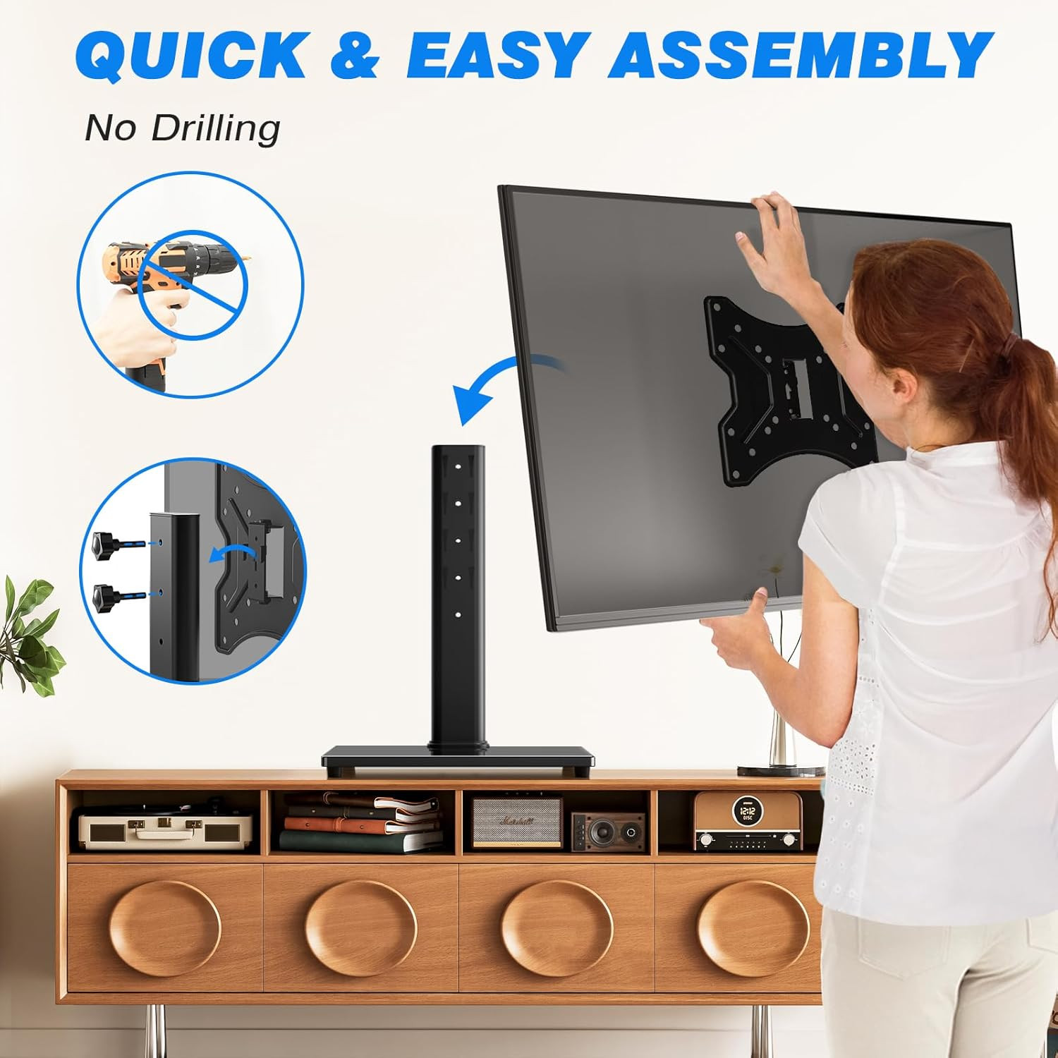 Universal Swivel Tabletop TV Stand for Flat Screens 23 24 26 32 39 40 42 43 Inch