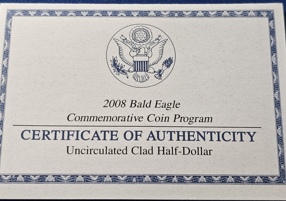 2008 S Unc Bald Eagle Commemorative Half Dollar OGP COA