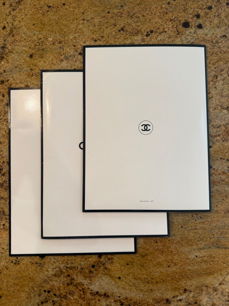 CHANEL Authentic White Logo Folders - 3 Total