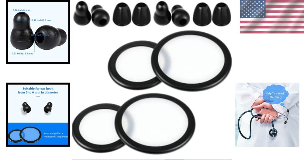 Comfortable Silicone Stethoscope Ear Tips & Replacement Diaphragms for All Ages