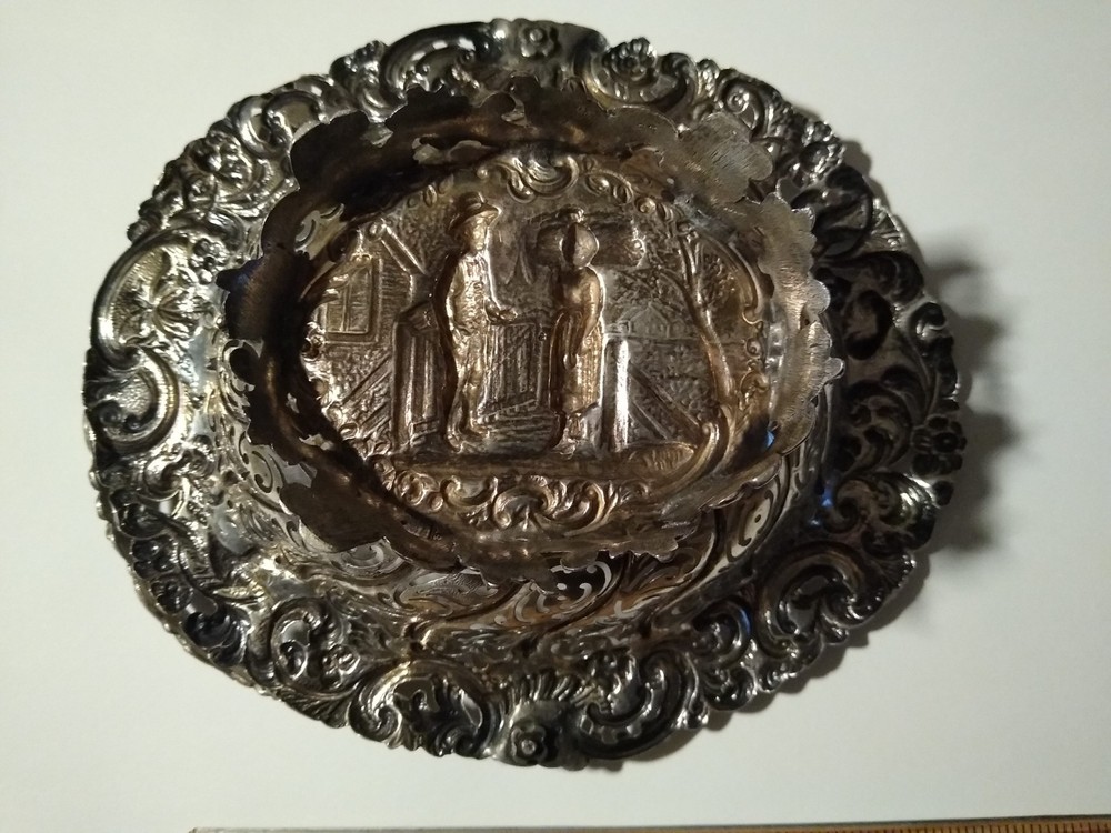 Decorative, Antique, Silver Bowl with handle.