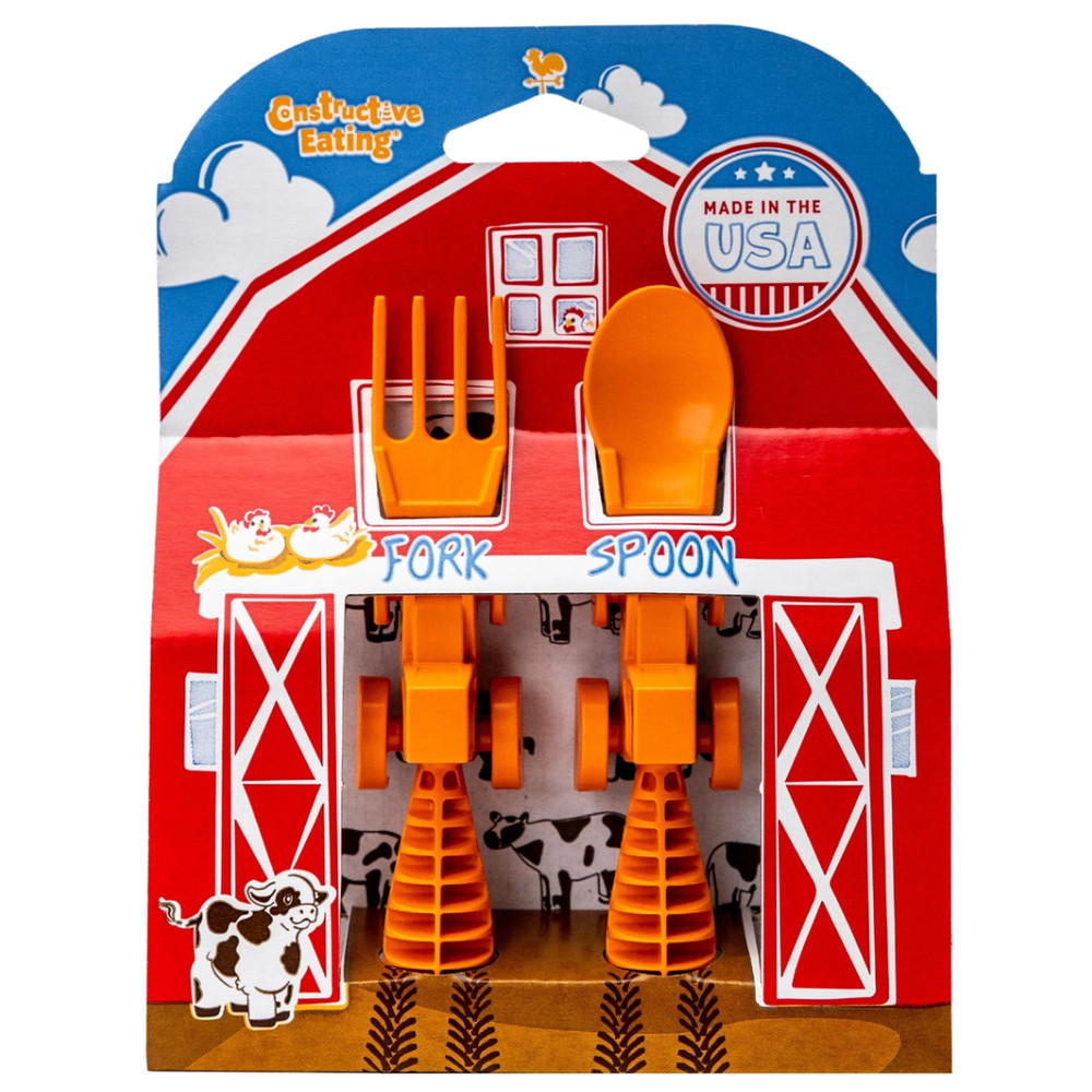 Constructive Eating Orange Tractor Utensils -Set of 2
