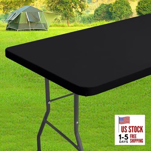 Spandex Elastic Tablecloth for 6 Foot 72" x 30" (Rectangular) 1 Black