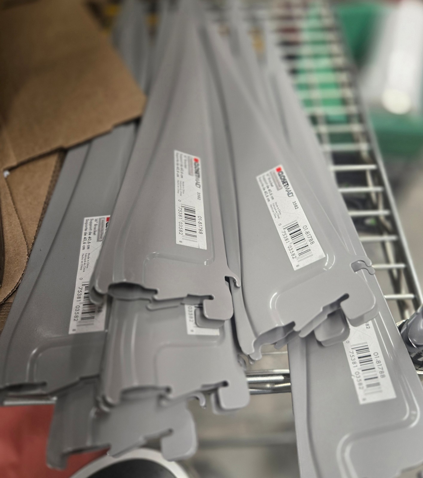 LOT OF  12 CLOSETMAID MAXIMUM LOAD 3582 16" GREY BRACKET 01-81788 OPEN BOX