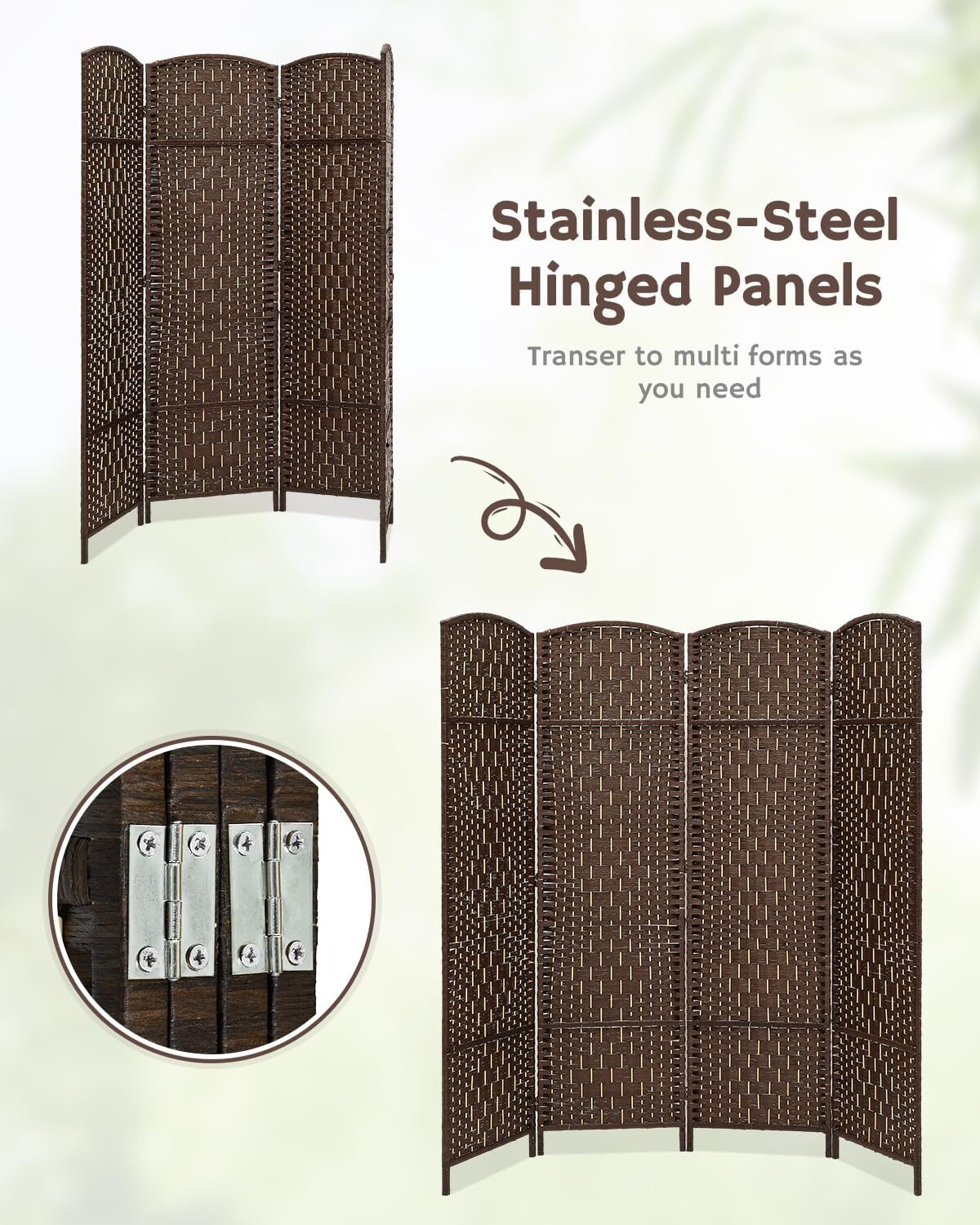 4/6/8 Panels Room Divider Wall for Room Separation Folding Privacy Screen