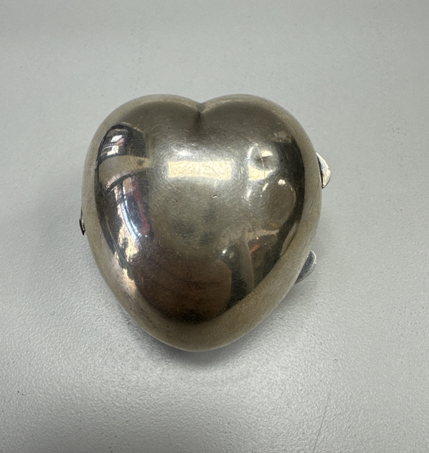 Tiffany & Co. Sterling Silver Heart Shape Classic Pill Box (Vintage)