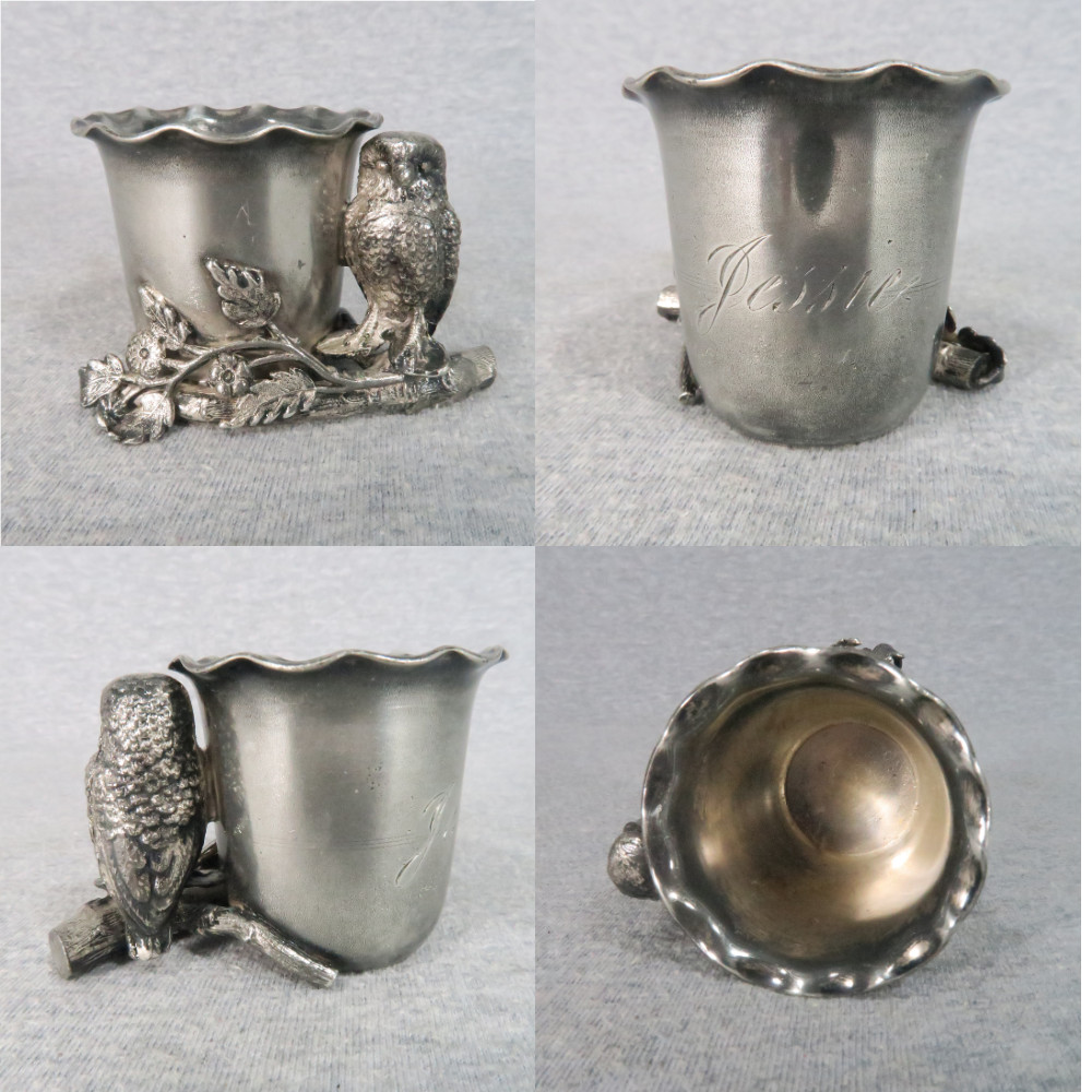 Antique Silverplate Figural Toothpick Holders w/ Boy Owl Chick Egg Frog Lot of 6