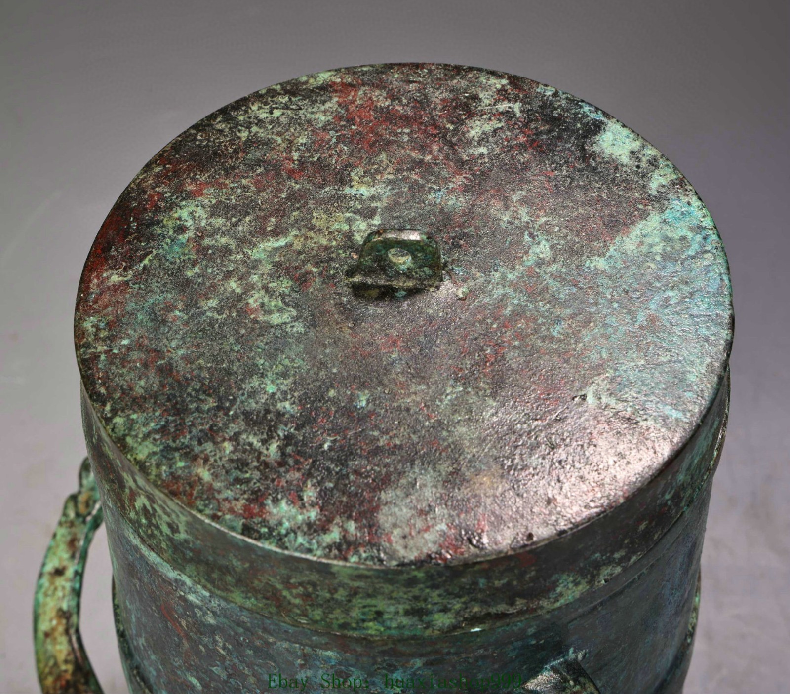 7.4"Collection Old China Dynasty Bronze Ware Chain Portable Crock Pot Jar Tank