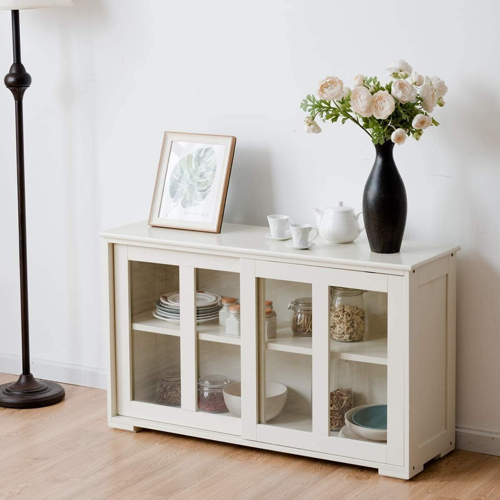 Kitchen Storage Cabinet Sideboard, Stackable Buffet W/Height-Adjustable Shelf &