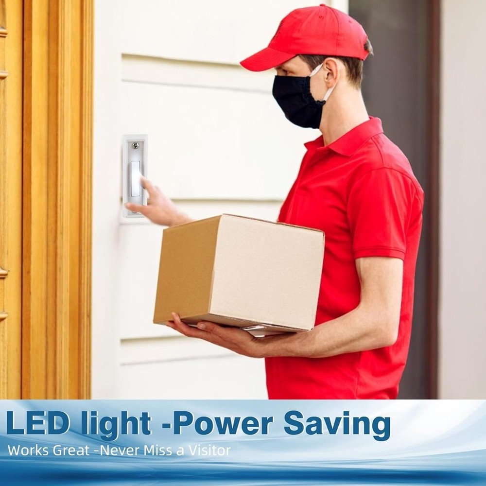 2-Pack LED Lighted Doorbell Button, Wired Push Button Replacement with High4823