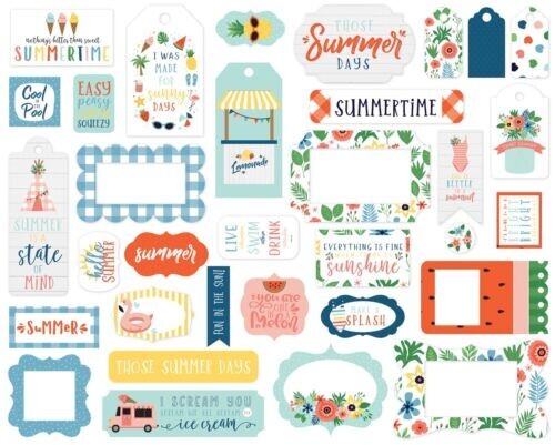 Echo Park Paper SUMMERTIME Frames & Tags Ephemera Pieces~CUTE~Quick Ship!