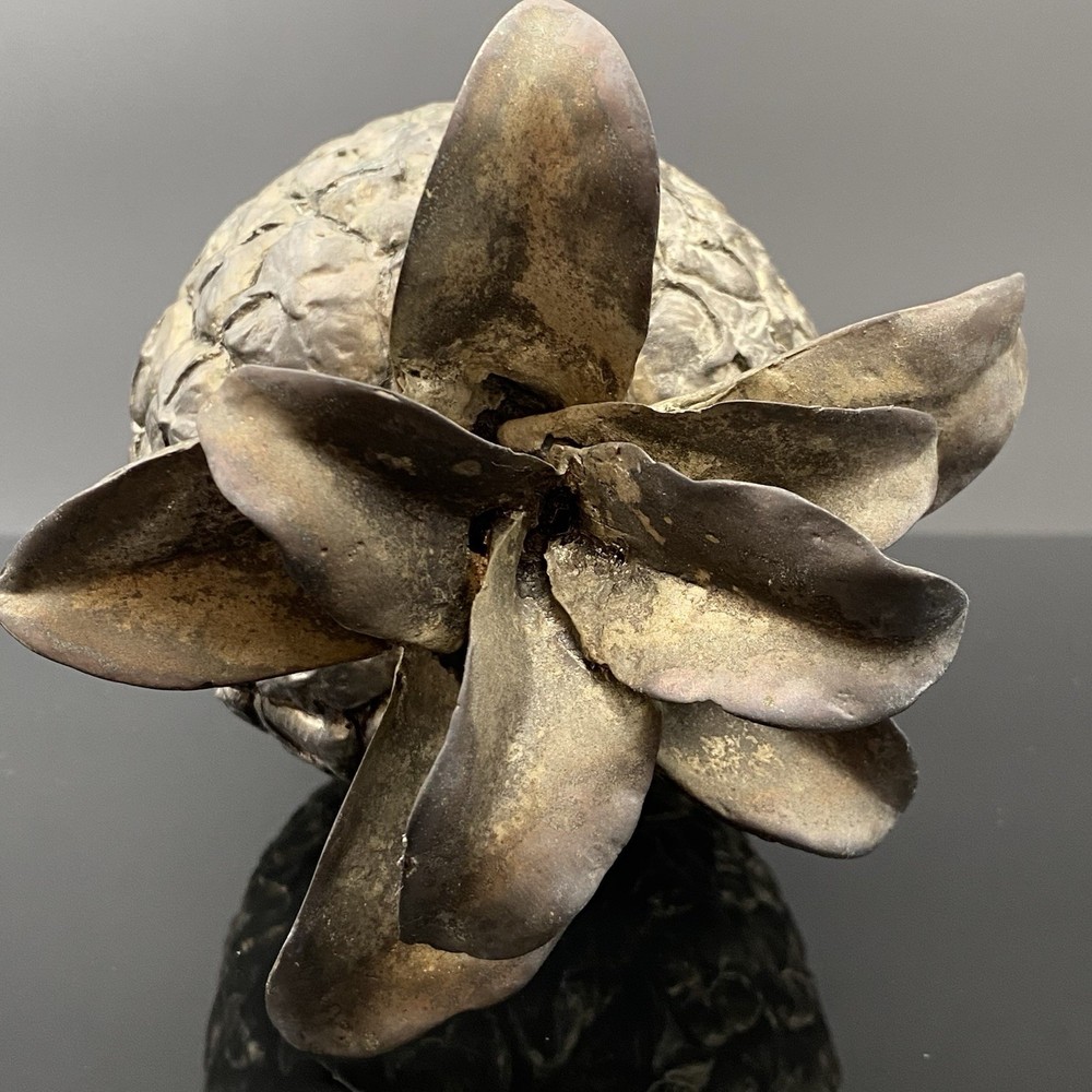 Vintage Silver-plated Pineapple Sculpture Casted From Real Fruit MCM Decor 7”