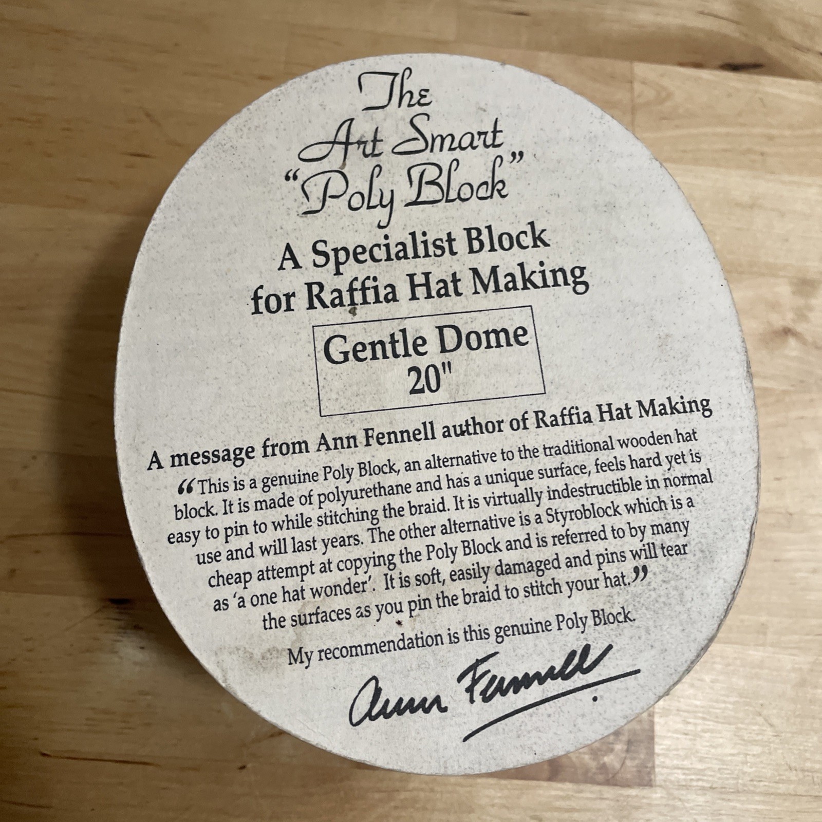 Vintage Poly Block Hat Millinery Form Mold Gentle Dome Raffia 20” Hat Making AUS