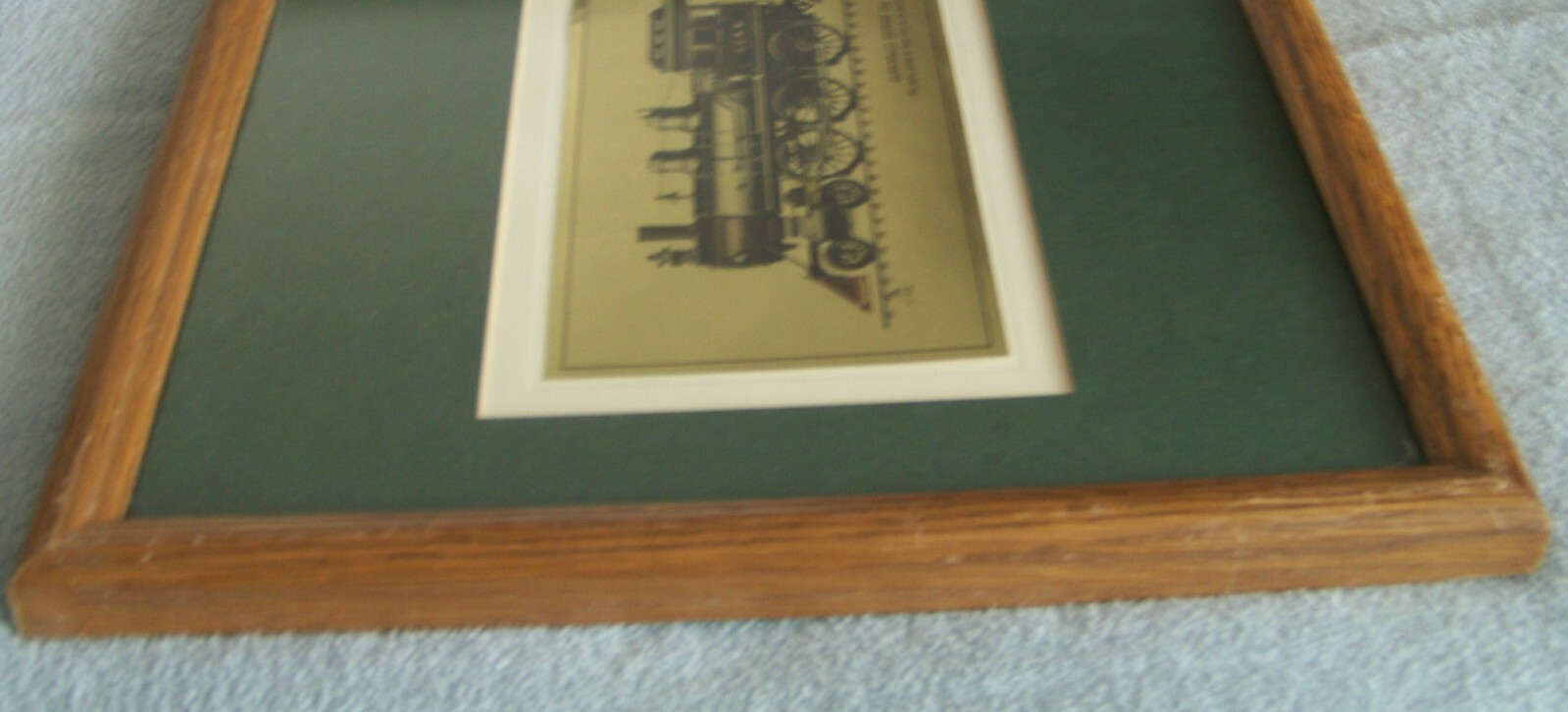 Cannonball Express 1896 Casey Jones oak frame print on gold tone sheet 15"x12"