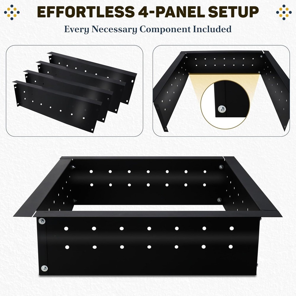 FEBTECH Smokeless Fire Pit Insert Square 29" OD & 25" ID with Air Vents