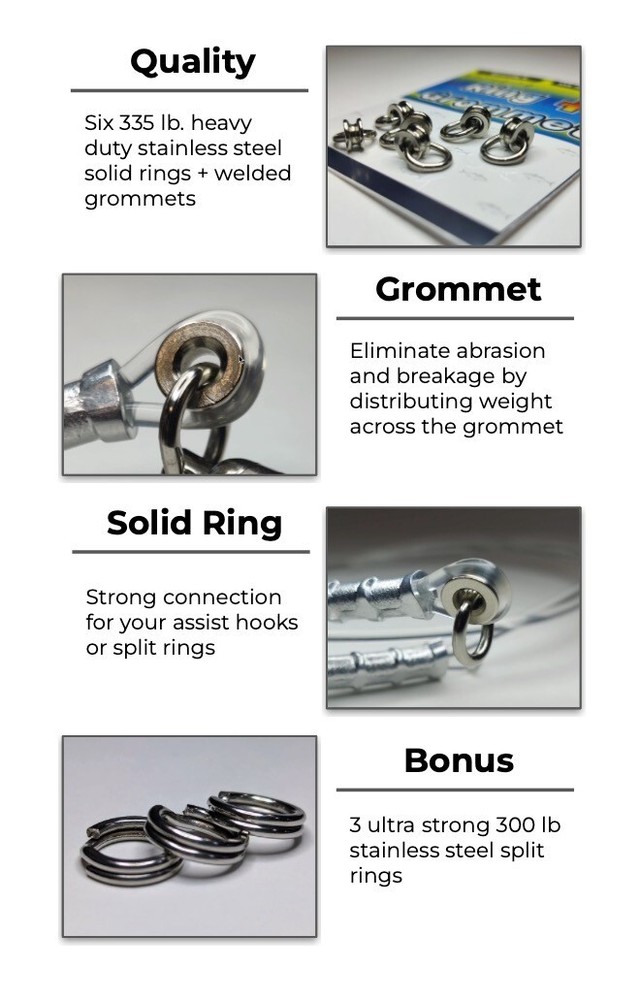 Solid Ring with Welded Grommet for Leaders - SPJigging