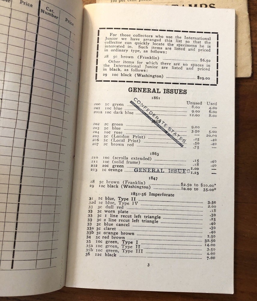 1910 - 1945 Stamp Dealer Price List Catalogs