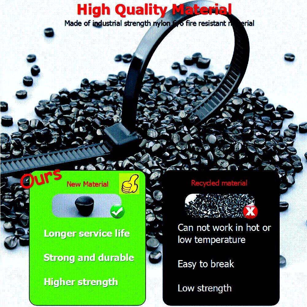 100 BLACK CABLE ZIP TIES Heavy Duty UV Resistant UL 4" 6" 8" 12" 15" 18" 24" 36"