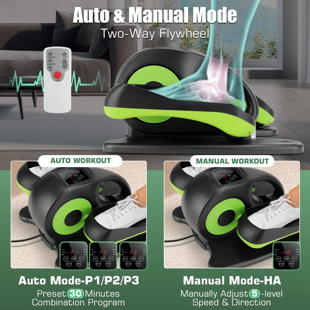 Under Desk Elliptical Machine Compact Elliptical Trainer w/Remote Control Quiet⭐